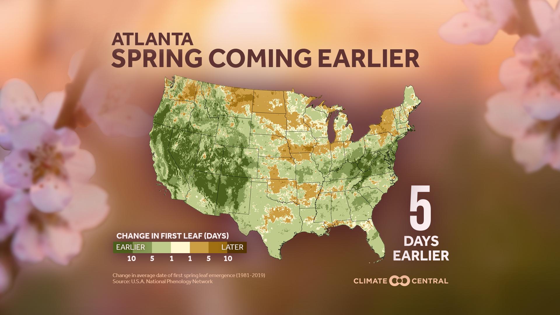 Average Days Earlier - Spring Coming Earlier (2020)