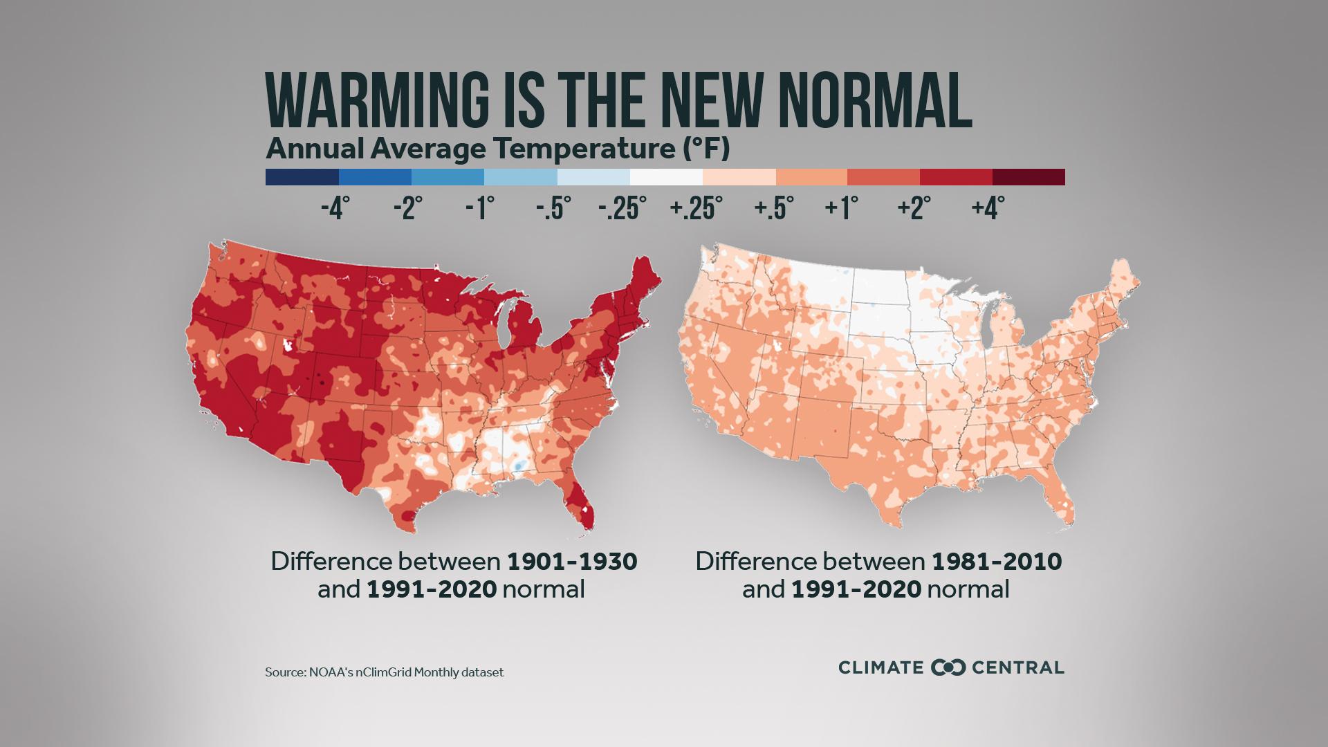 National Warming Normals - 2021 New Normals