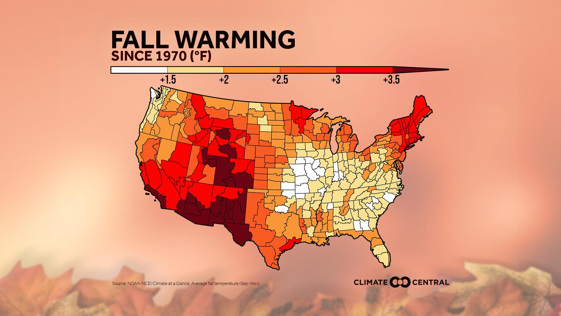 Average Fall Temperature Map(climate divisions) - 2021 Fall Package