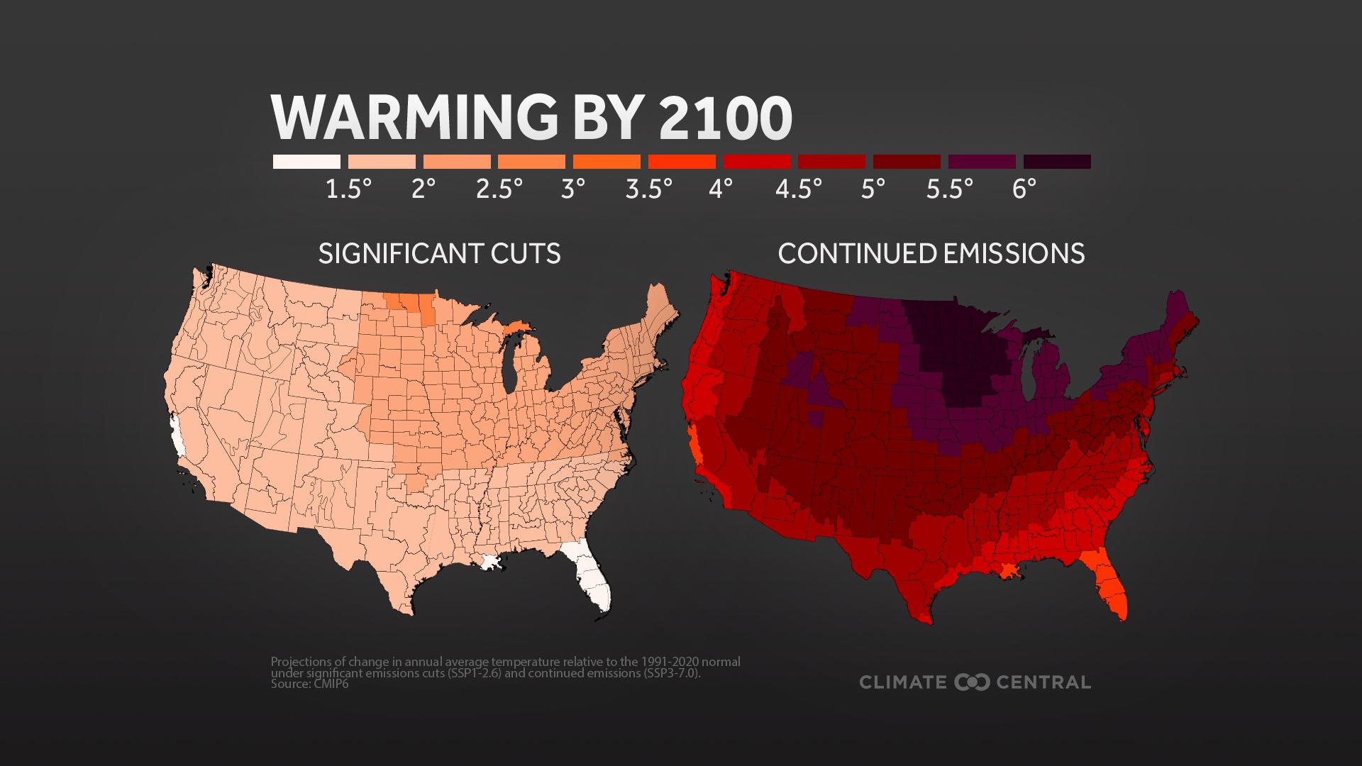 2100 Temp Projections Map - Global COP26, Local Impacts